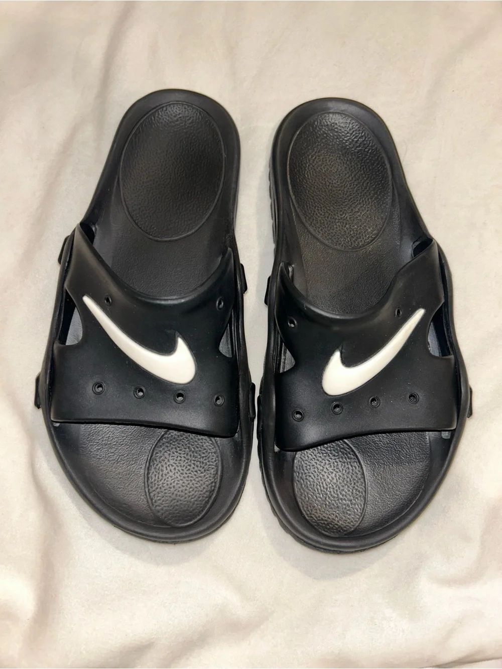 Nike Black Slide Sandals with White Swoosh